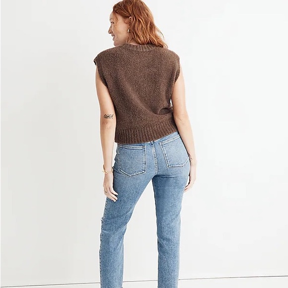 Madewell Bouclé sweater vest in hthr brownstone color size M - Picture 3 of 12